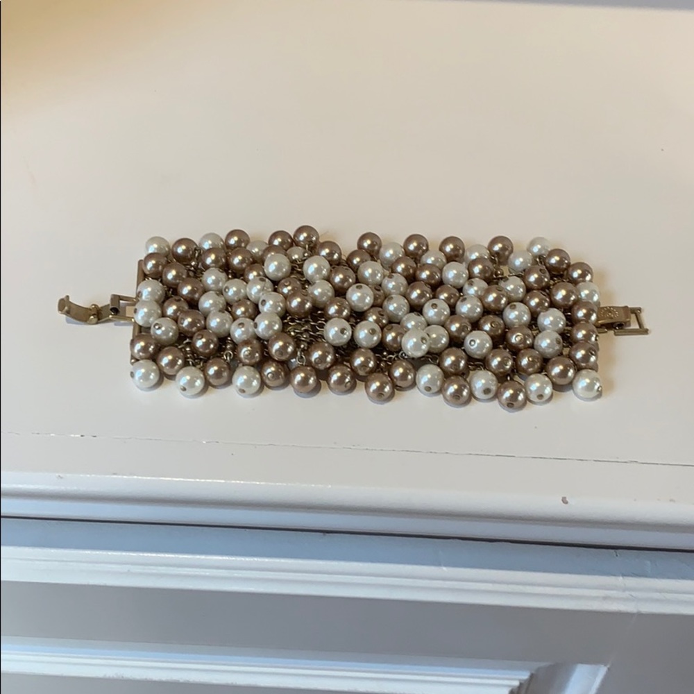 Stella & Dot Faux Pearl Bracelet Two Tone Pearl